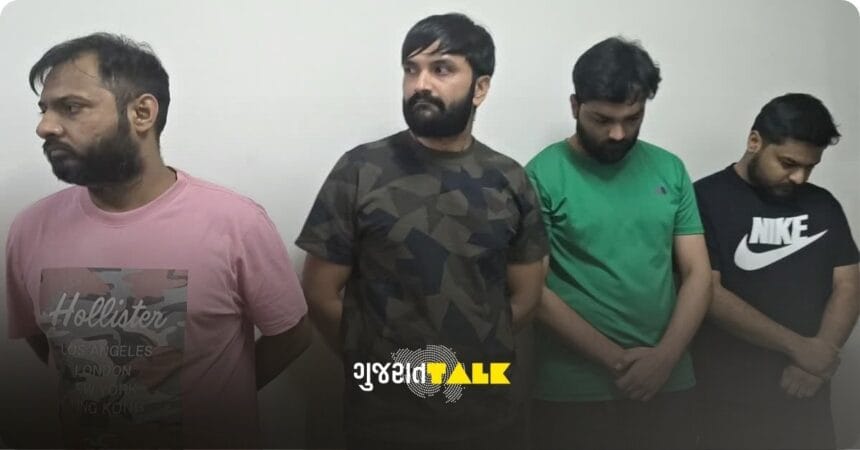 જૂનાગઢમાં કોર્પોરેટર અને પૂર્વ કોર્પોરેટર સહિત ગેમ્બલર ગેંગના 4 શખ્સોની GUJCTOC હેઠળ ધરપકડ દર્શાવતી તસવીર. જૂનાગઢ પોલીસની સંગઠિત ગુનાખોરી સામે કડક કાર્યવાહી.